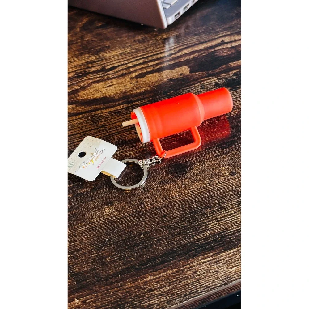 Crystal Collection Neon Orange Silicone Tumbler Keychain Mini Mug Charm